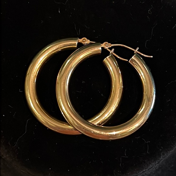10K Vermeil 925 Gold Fill Hollow Hoop Earrings - Picture 1 of 6